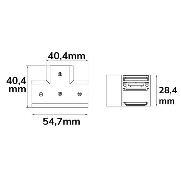 Track48 T-Schiene horizontal für Aufbauschiene flat, weiß, nicht stromführend