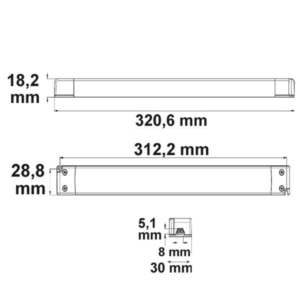 LED Trafo 24V/DC, 0-100W, SELV, ultraflach