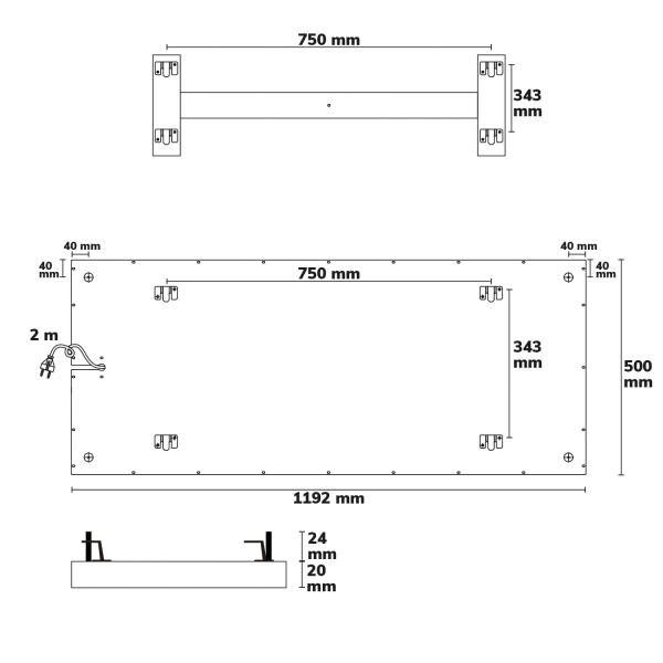 Infrarot-Panel BEST STANDARD, 500x1192mm, 580W