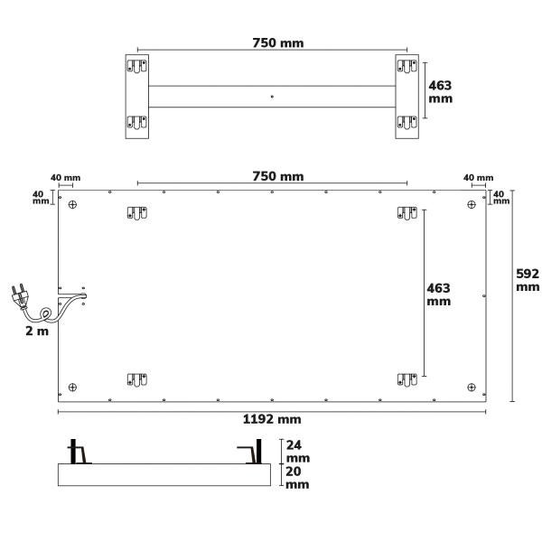Infrarot-Panel BEST STANDARD 592x1192mm, 630W