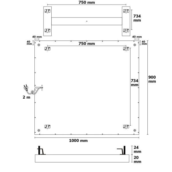 Infrarot-Panel BEST STANDARD, 900x1000mm, 865W