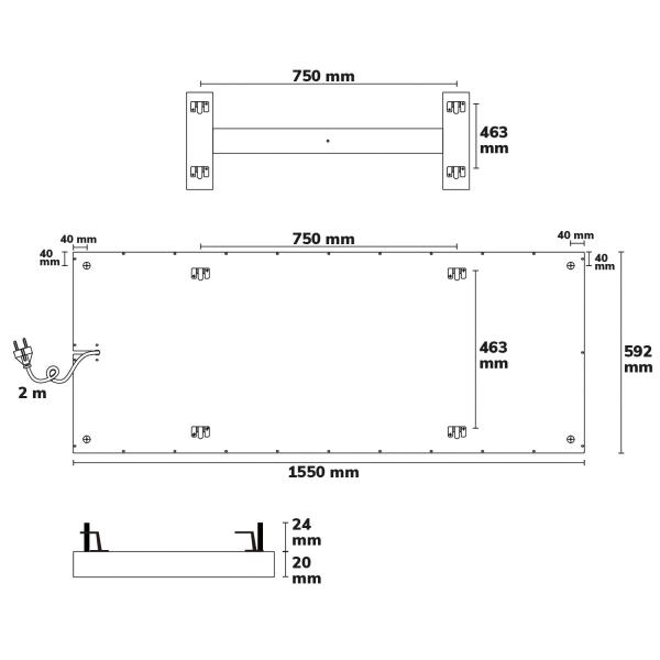 Infrarot-Panel BEST STANDARD 592x1500mm, 880W