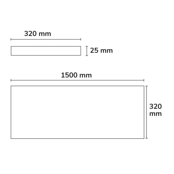 Akustikabsorber H25 für Leuchtenrahmen mit Innenformat 320x1500mm, anthrazit