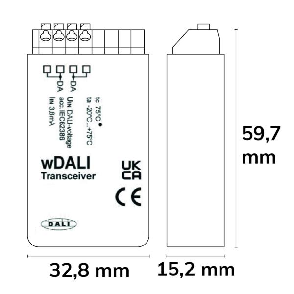 DALI Receiver zur Weiterleitung von Befehlen des DALI Funktransmitters auf die DALI Bus Linie
