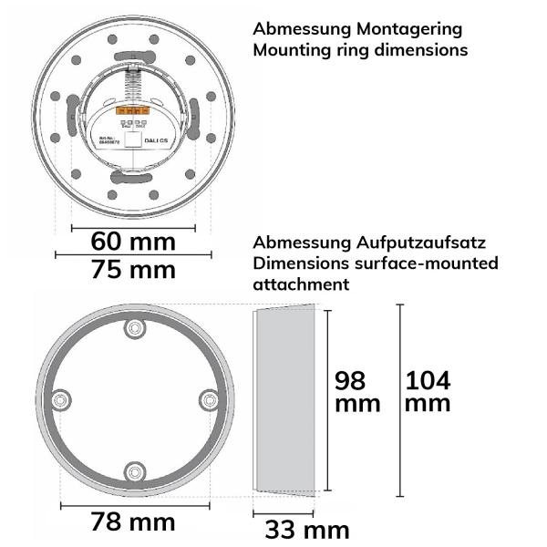 DALI-2 Master PIR Aufputz-Bewegungssensor, weiß, Höhe/Radius 12m, Versorgung via DALI-Bus, IP54