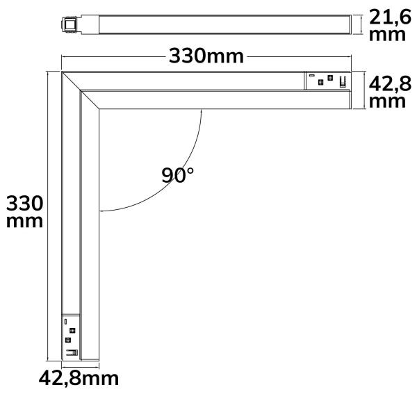 Track48 Eckleuchte vertikal schwarz, 20W, 120°, 48V, 3000K, CRI90, prismatisch, Line+