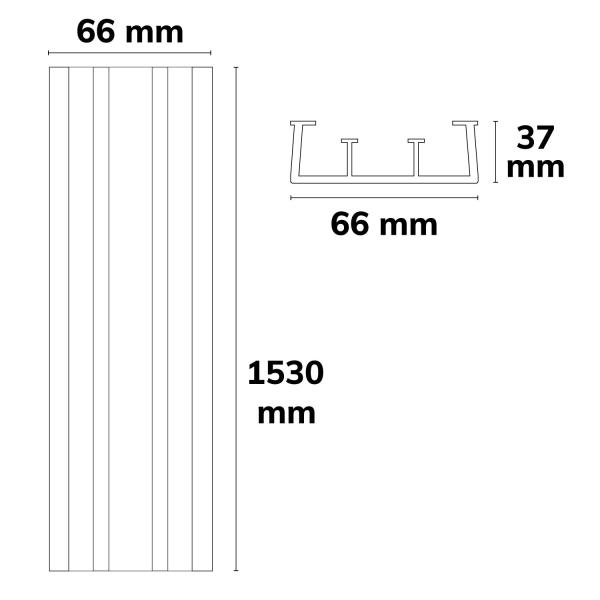 FastFix LED Linearsystem R XL Blindabdeckung für Balkenaufnahme, 1528mm, aus Polycarbonat