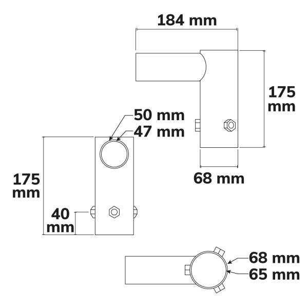 Winkeladapter 90° starr, für Streetlight GR30/GR60 Durchmesser 45mm