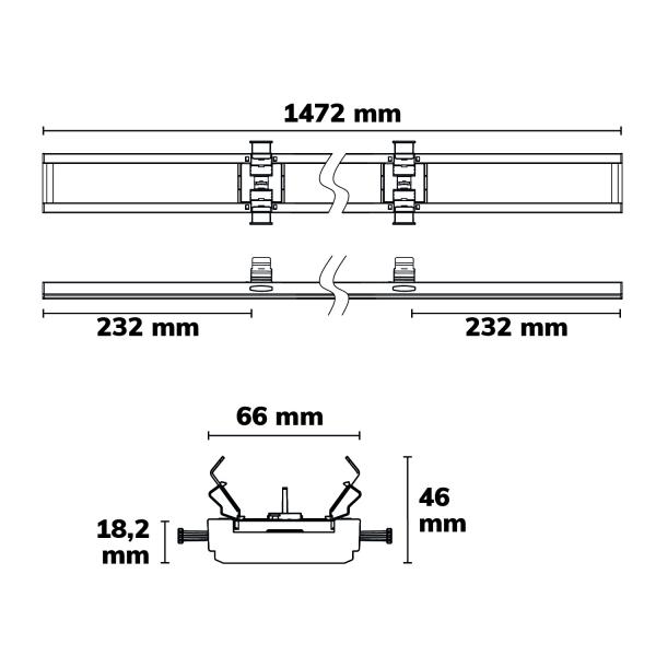 FastFix LED Linearsystem R PRO Modul 1472mm, Blindabdeckung für Balkenaufnahme, Stahl