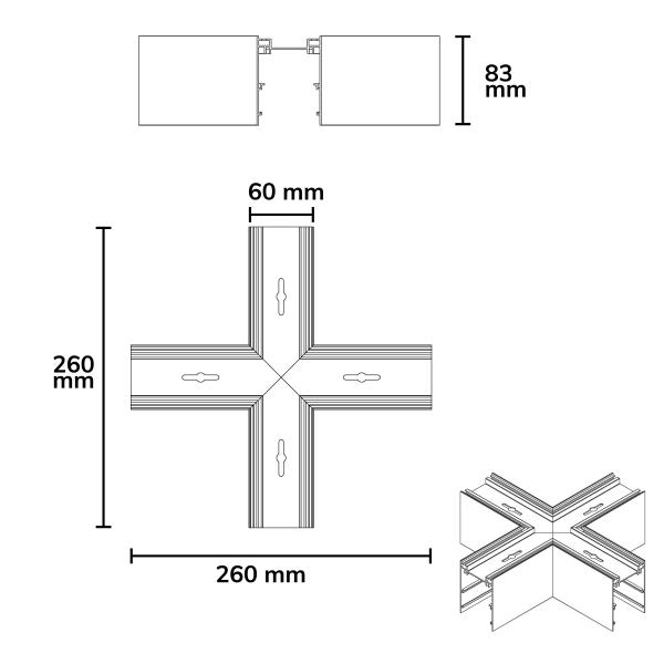 X-Verbinder für Aufbau/Hängeleuchte LINKLINE50 schwarz