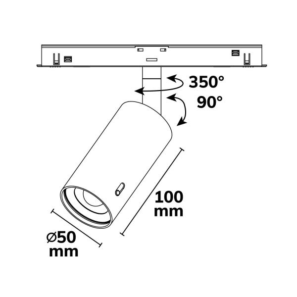 Track48 Schienenstrahler SELECT 8W UGR<19, 18°-50°, schwarz, ColorSwitch 2700-5000K