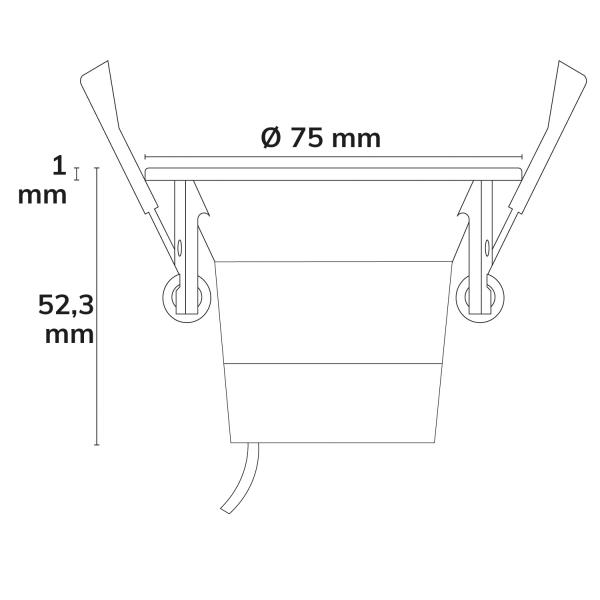 LED Einbaustr. Back68, gold, rund, 5W, CRI90, 2700K, schwenkbar, rückvers., UGR<12, dimmbar