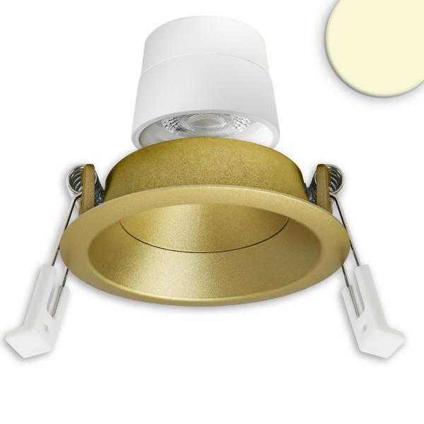 LED Einbaustr. Back68, gold, rund, 5W, CRI90, 3000K, schwenkbar, rückvers., UGR<12, dimmbar
