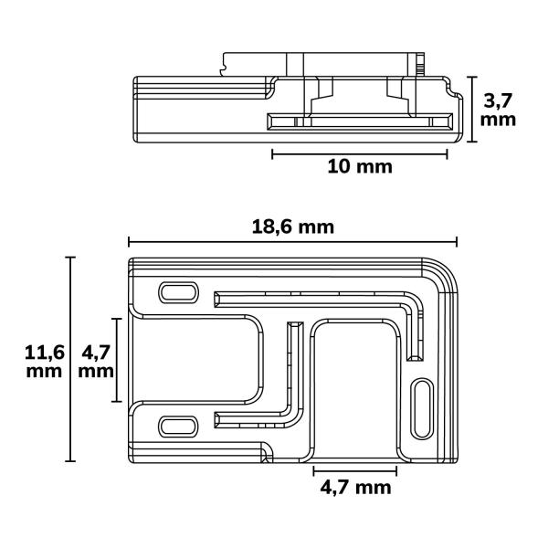 Kontakt-Verbinder 90° (max. 5A) K3-210 für 2-pol. IP20 Flexstripes mit Breite 10mm