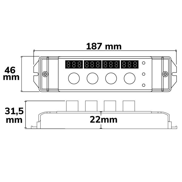 Sys-Pro Drehknopf/Funk Multi-PWM-Dimmer, GROW, 1-4 Kanal, 12-48V DC 4x3A 4/8KHz
