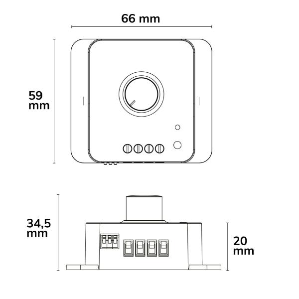 Sys-Pro Funk Multi-PWM Drehdimmer, 3s Soft-On/Soft-Off, 1 Kanal, 12-24V DC 8A, 36-48V DC 6A