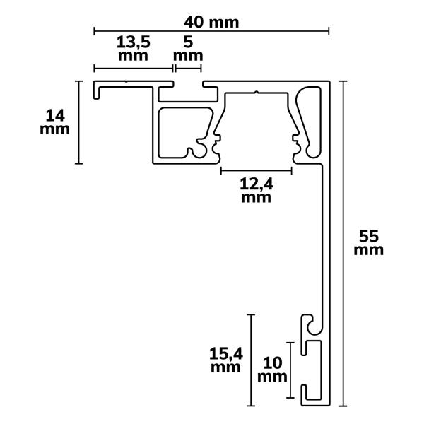 Karniesen-Blende VISOR mit Lichtlinienoption für Gardinenprofil Curtain, weiß RAL 9010