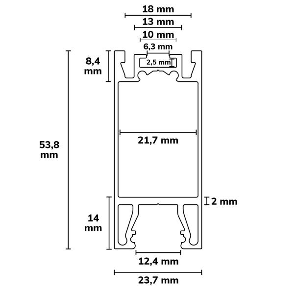Gardinenprofil Curtain10 ONE HIGH, weiß RAL 9010, 200cm