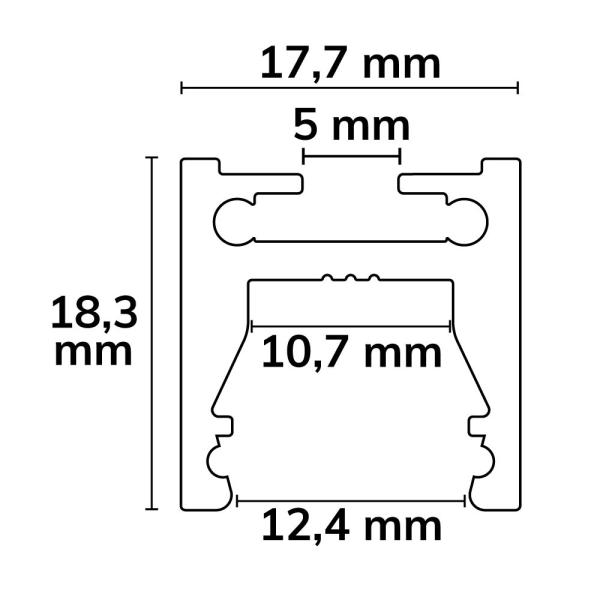 Gardinenprofil Curtain10 ONE FLAT, schwarz RAL 9005, 200cm