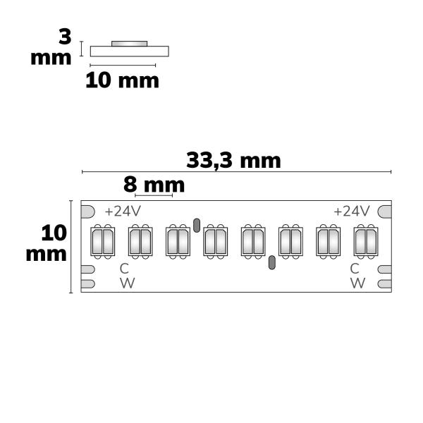 LED CRI918/940 CCT Flexband, 24V DC, 10W + 10W, 5m Rolle, 320 LED/m