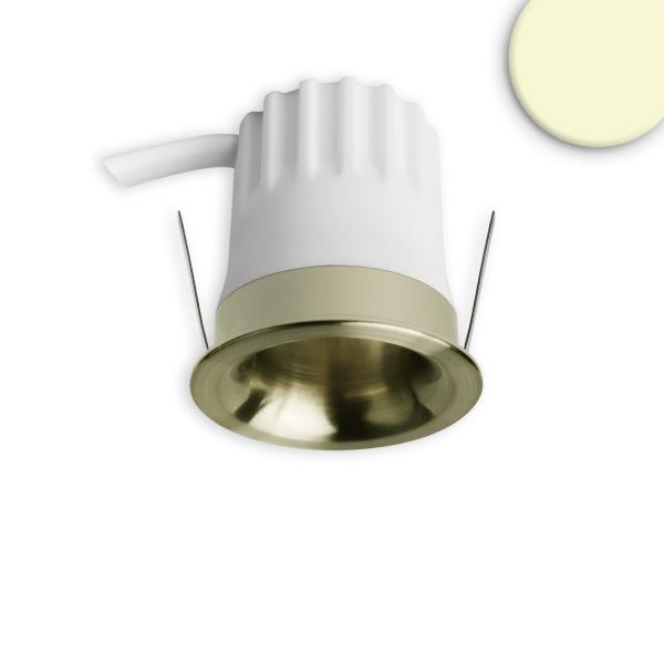 LED Einbaustrahler BACK32, messing geb., rund, 5W, CRI90, 3000K, rückversetzt, Honeycomb, dimmbar