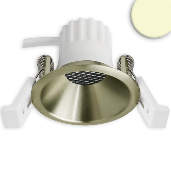 LED Einbaustrahler BACK45, messing geb., rund, 5W, CRI90, 2700K, rückversetzt, Honeycomb, dimmbar