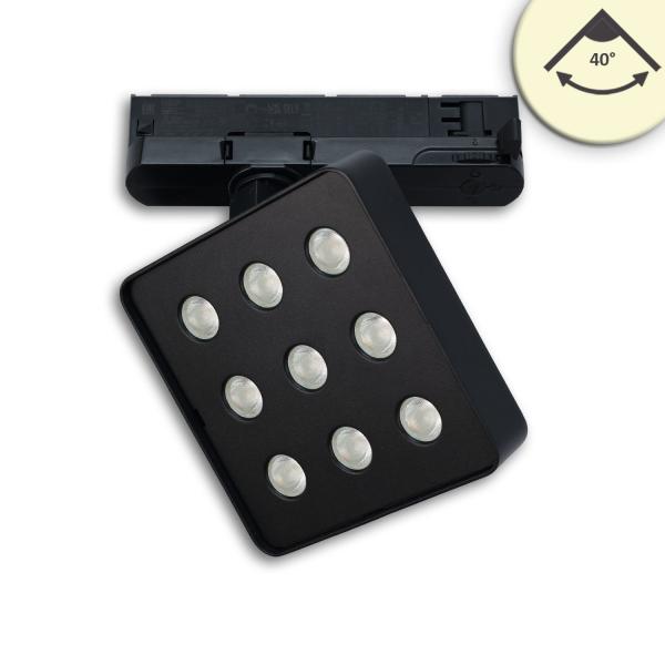 3-Phasen Schienenstrahler MATRIX, 20W, 40°, schwarz, 3000K, UGR<19, DALI dimmbar