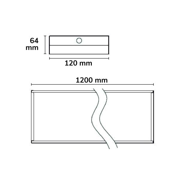 LED Langfeldleuchte, 120x12cm, schwarz, 25|30|35|40W, UGR<19 2H|2H, ColorSwitch 3000|4000|5000K