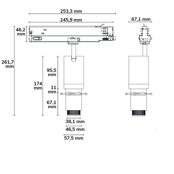3-Phasen Schienen-Konturenstrahler SHAPE, 20W, 30° schwarz matt, 4000K, CRI90, DALI dimmbar