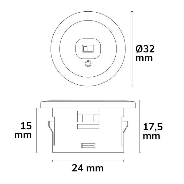 MiniAMP Laser-Bewegungsmelder 20° 0.1-1m / 0.1-2.5m Distanz, 5/10/30/60/180s, 12-24V DC 1.5A