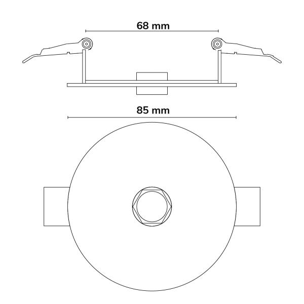 ISOLED Einbau-Deckenbaldachin rund, 85 mm, weiß – Maßzeichnung